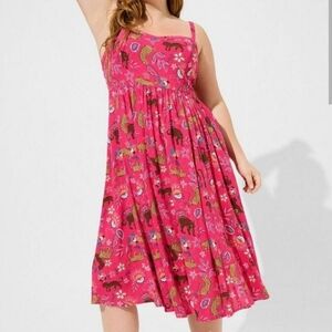 Pink Animal Print Spaghetti Strap Dress